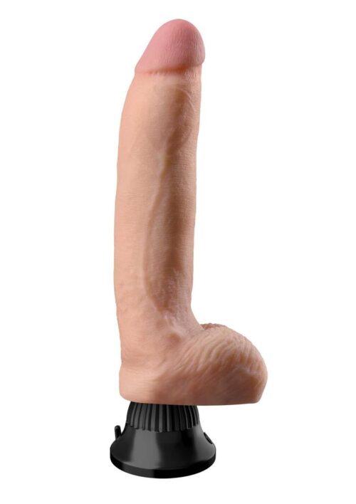 Real Feel Deluxe No. 5 Wallbanger Vibrating Dildo with Balls 8in - Vanilla