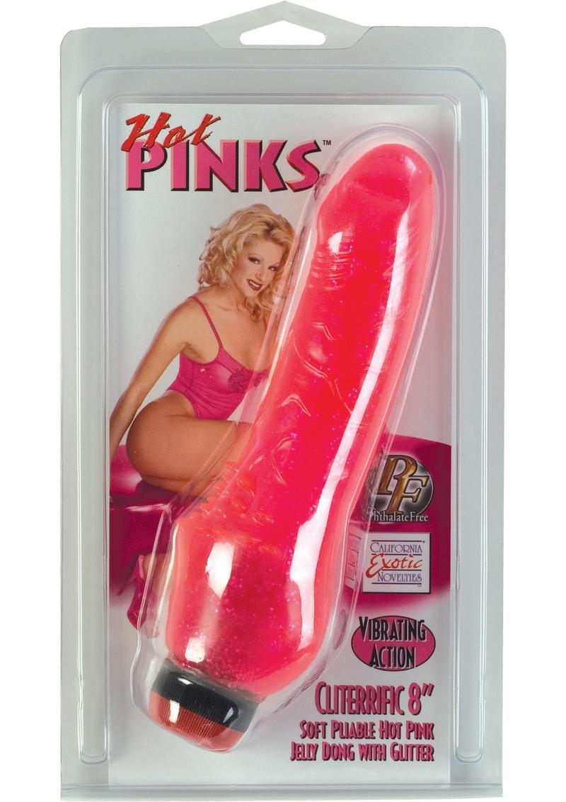 HOT PINKS CLITTERIFIC JELLY DONG WITH GLITTER 8 INCH PINK - Cupid's Box