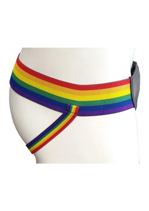 Rouge Leather Jock with Pride Stripes - Xtra Large - Multicolors